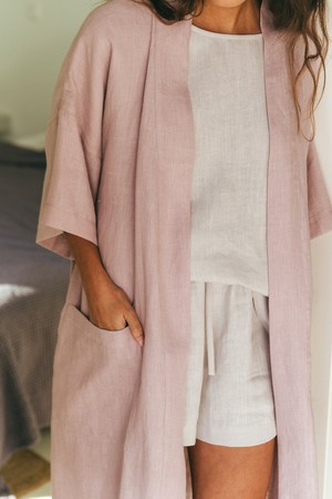MIDNIGHT bathrobe in Dusty Rose from AmourLinen