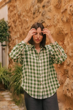 ODENSE shirt in Green Gingham from AmourLinen