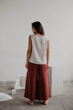 Isabella wide linen pants in Terracotta from AmourLinen