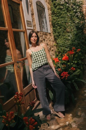 HILO top in Green Gingham from AmourLinen