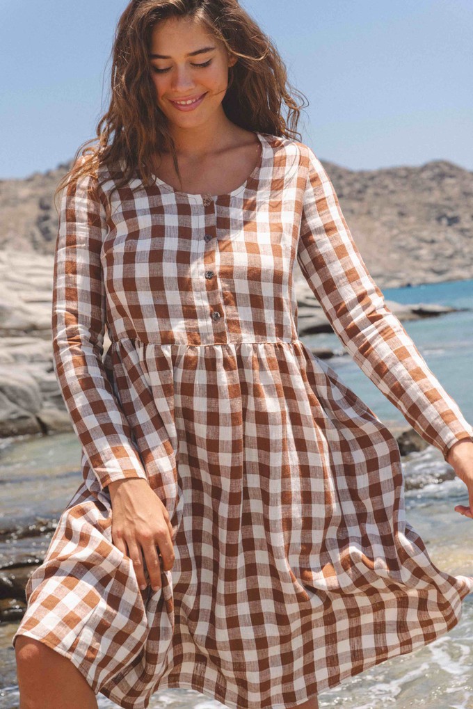 LAPLAND dress in Mocha Gingham from AmourLinen