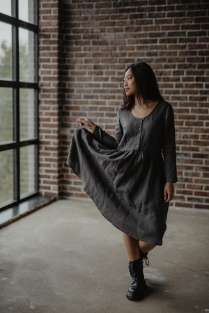 LAPLAND dress in Charcoal from AmourLinen