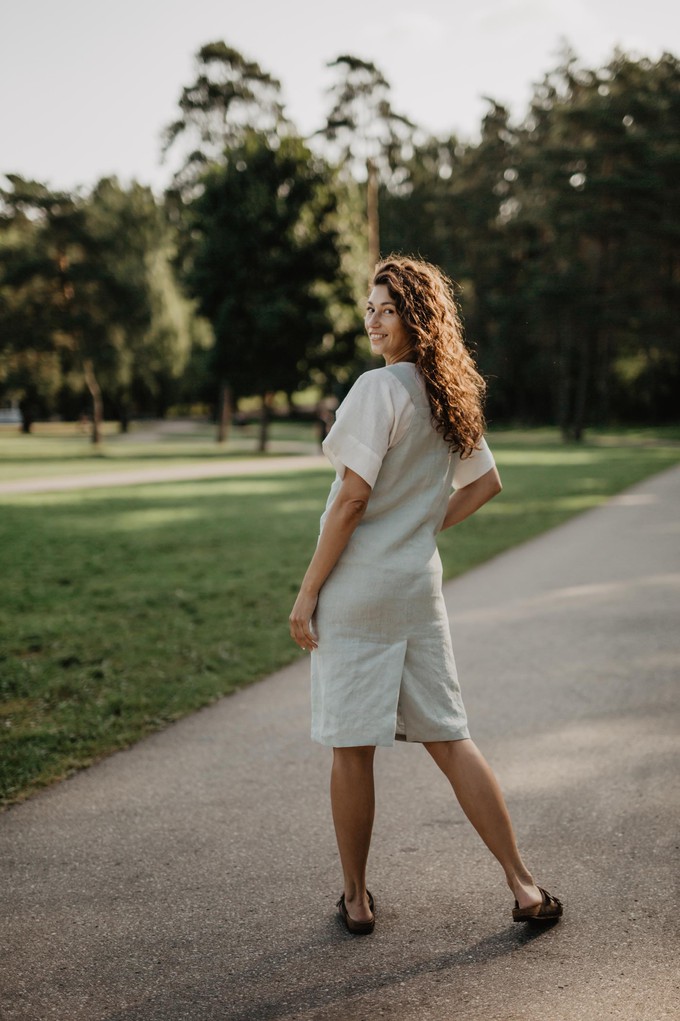 Linen apron dress JADE in Sage Green | sale from AmourLinen
