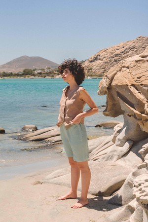 MATILDA shorts in Sage Green from AmourLinen