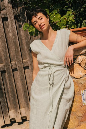 AURORA dress in Sage Green from AmourLinen