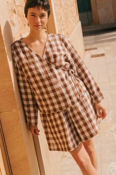 ADELE top in Mocha Gingham via AmourLinen