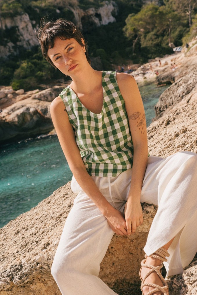 ELLA top in Green Gingham from AmourLinen