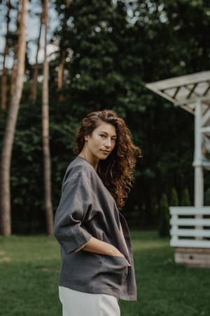 KYIV jacket in Charcoal from AmourLinen