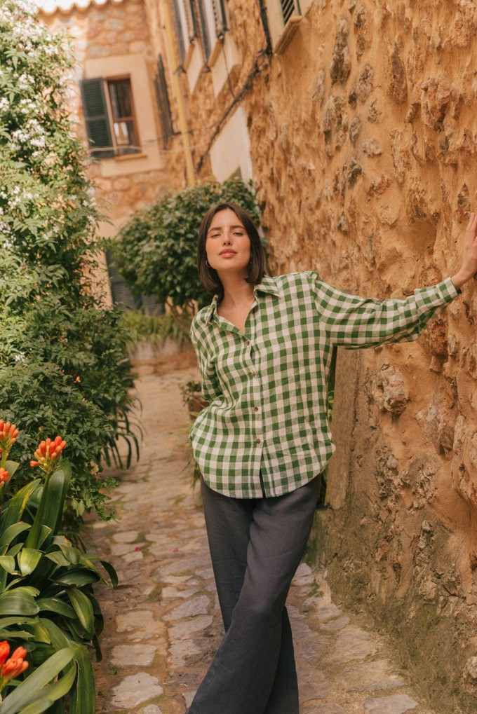 ODENSE shirt in Green Gingham from AmourLinen
