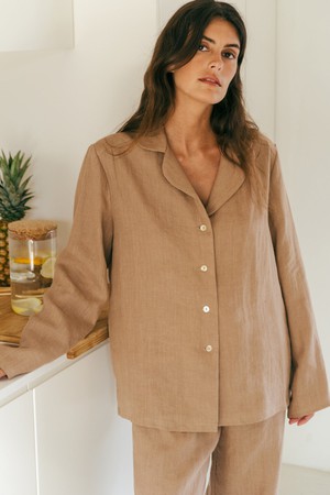 Nigthly long sleeve pajama set in Rosy Brown from AmourLinen
