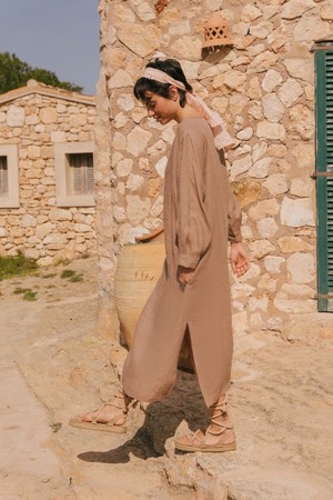 AMALIA dress in Rosy Brown from AmourLinen
