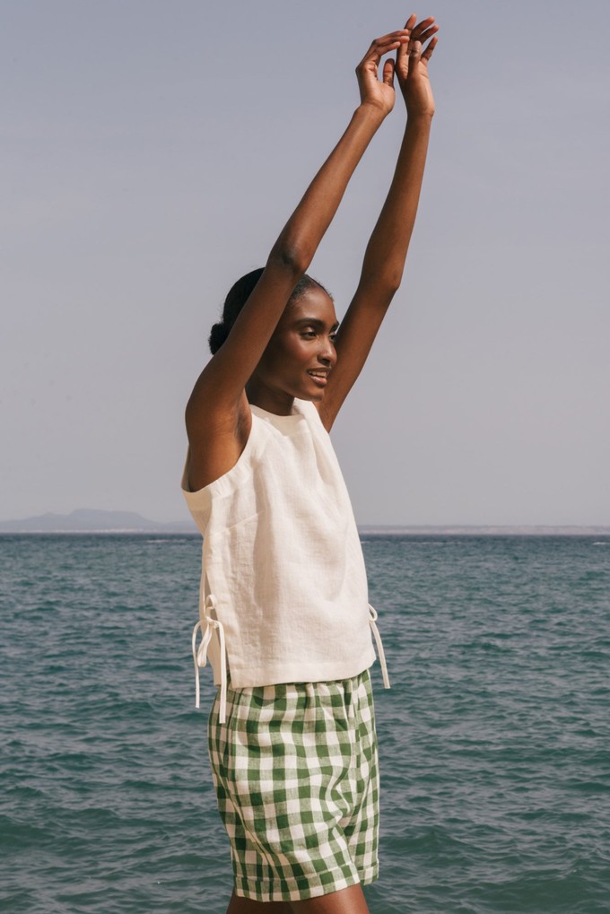 Rosie top in Mocha Gingham | sale from AmourLinen