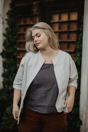 Kyiv oversized linen jacket in Cream from AmourLinen