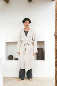 Men's waffle bathrobe in Cream via AmourLinen