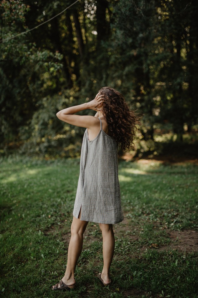 Linen slip dress ZOE in Checkered | sale from AmourLinen