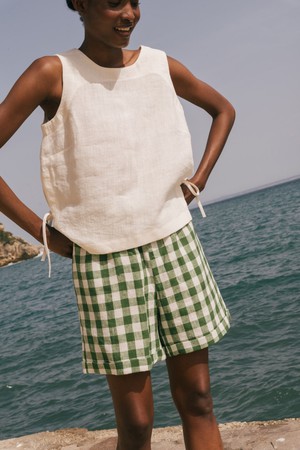 Rosie top in Mocha Gingham | sale from AmourLinen