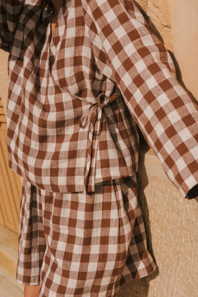 ADELE top in Mocha Gingham from AmourLinen