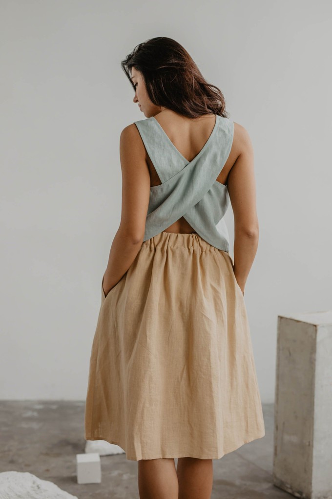 Daisy linen skirt with buttons in Mustard from AmourLinen