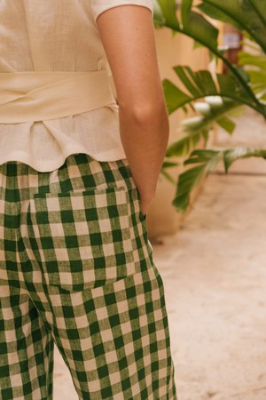 BARBORA pants in Green Gingham from AmourLinen