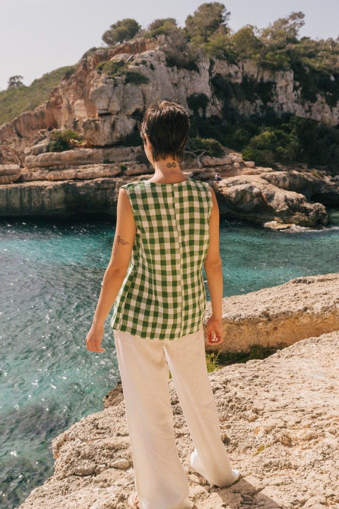 BLANCA top in Green Gingham from AmourLinen