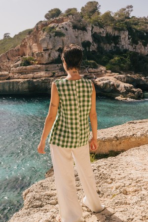 BLANCA top in Green Gingham from AmourLinen