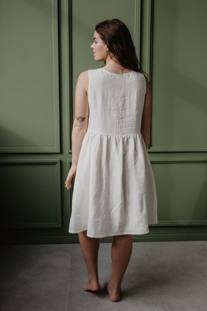 Linen sleeveless summer dress HAZEL XS Checkered from AmourLinen