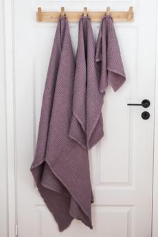 Linen waffle towel set in Dusty Lavender (3 pcs) via AmourLinen