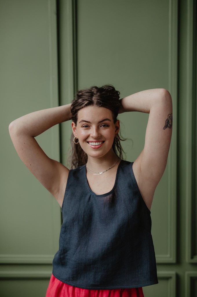 Ella pinafore linen top in Charcoal from AmourLinen Ella pinafore linen top in Charcoal from AmourLinen