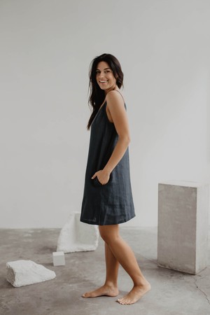 ZOE dress in Charcoal from AmourLinen