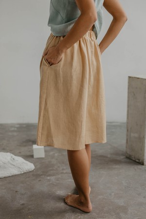 Daisy linen skirt with buttons in Mustard from AmourLinen