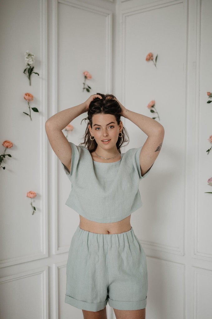 LISA crop top in Sage Green from AmourLinen
