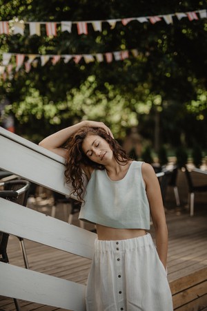 PIPPA crop top in Sage Green from AmourLinen