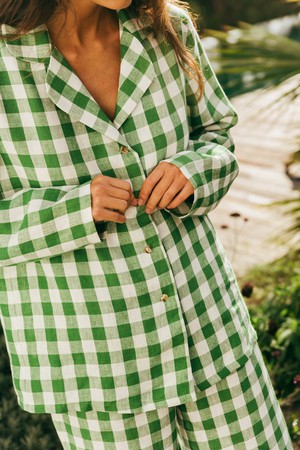 Pajama set NIGHTLY in Green Gingham from AmourLinen