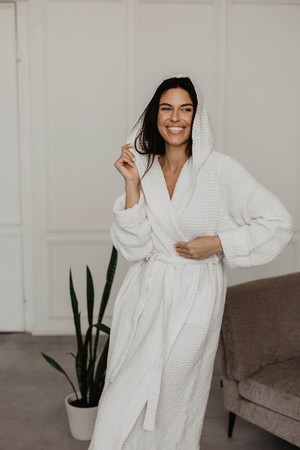 Waffle linen bathrobe Snuggle from AmourLinen