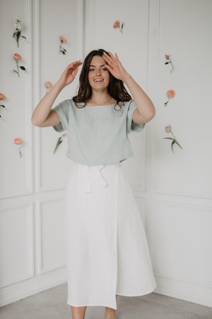 LISA crop top in Sage Green from AmourLinen