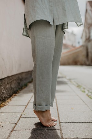 Linen suit set Sahara XS Sage Green from AmourLinen