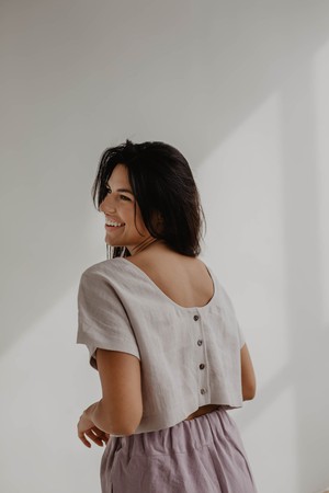LISA crop top in Cream from AmourLinen