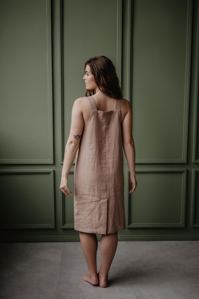 Linen apron dress JADE in Rosy Brown | sale from AmourLinen