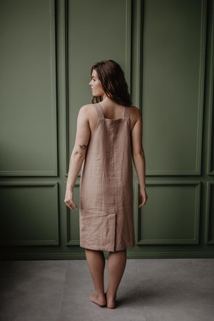 Linen apron dress JADE in Rosy Brown | sale from AmourLinen