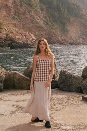 HILO top in Mocha Gingham from AmourLinen