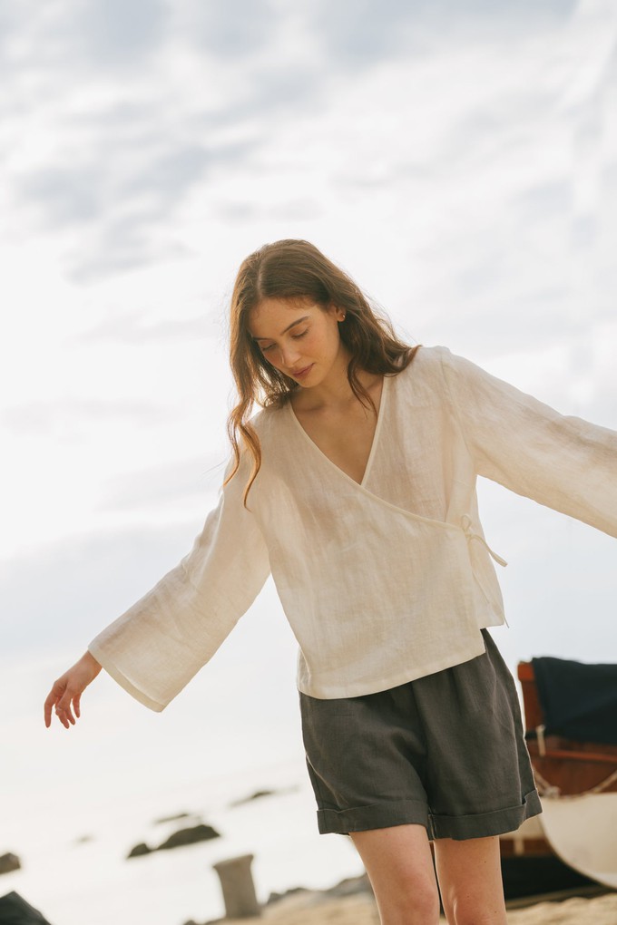 Mia linen shorts in Charcoal from AmourLinen