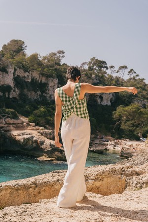 ELLA top in Green Gingham from AmourLinen
