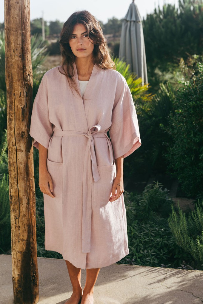 MIDNIGHT bathrobe in Dusty Rose from AmourLinen