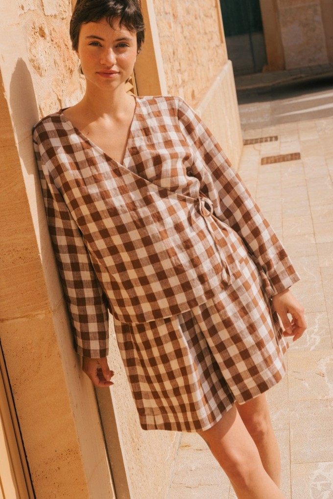 ADELE top in Mocha Gingham from AmourLinen