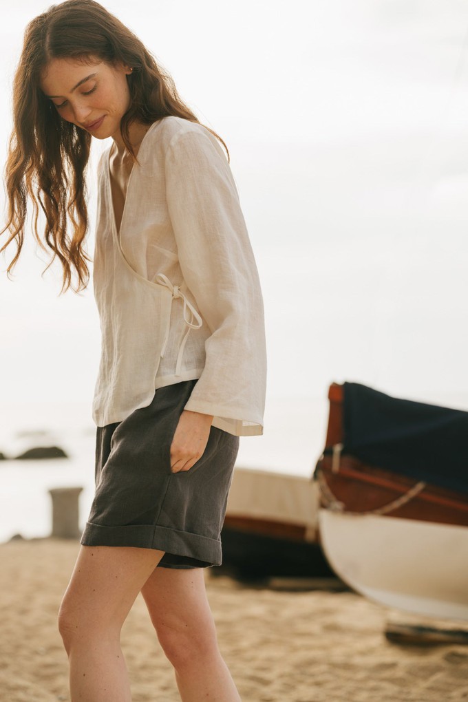Mia linen shorts in Charcoal from AmourLinen