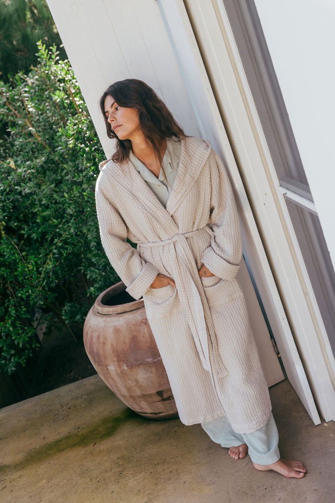 Waffle bathrobe SNUGGLE in Cream from AmourLinen