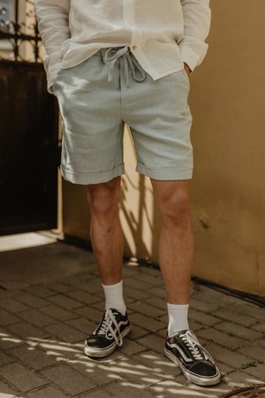 ARES shorts in Sage Green from AmourLinen