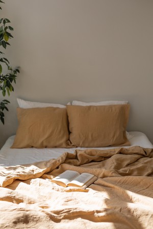 Linen pillowcase in Mustard from AmourLinen