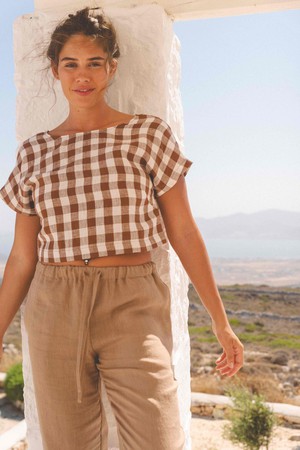 LISA top in Green Gingham | sale from AmourLinen