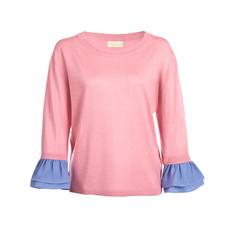 Pink Ruffle-trimmed Top in Silk and Cashmere via Asneh